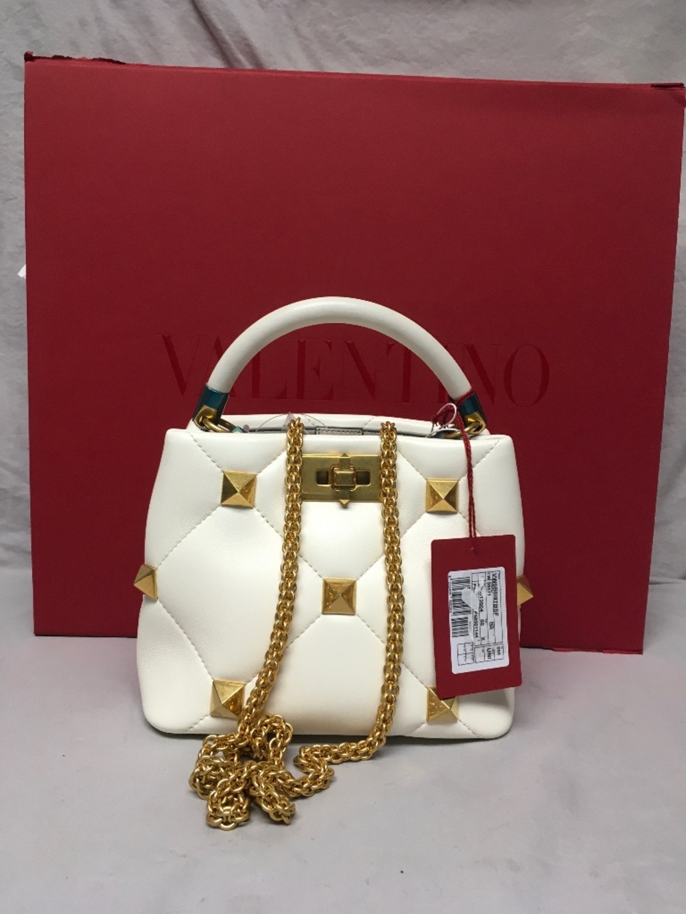 VALENTINO NAPPA ROMAN STUD HANDLE BAG-NEW WITH TAGS